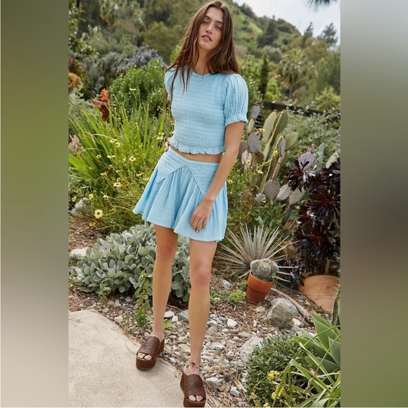 Free People A Sight To See Set Crop Top Shorts Skirt Set NWT - Picture 15 of 17